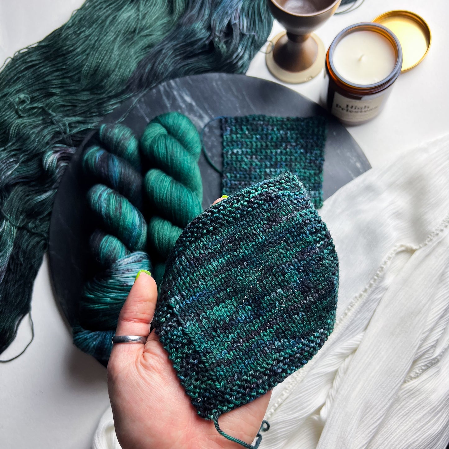 Scarabs! on One Bed (Merino Linen) Fingering